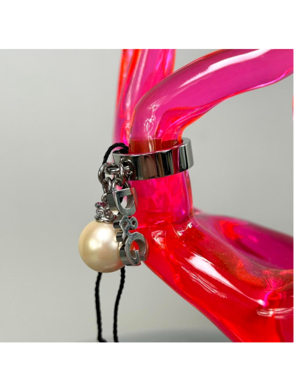 NWT vintage D&G silver toned, 'D&G' charm, pearl charm